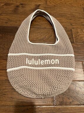 lululemon Cotton Crochet Shoulder Bag - Beige and White NWT